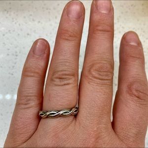 Pandora braided silver stackable ring